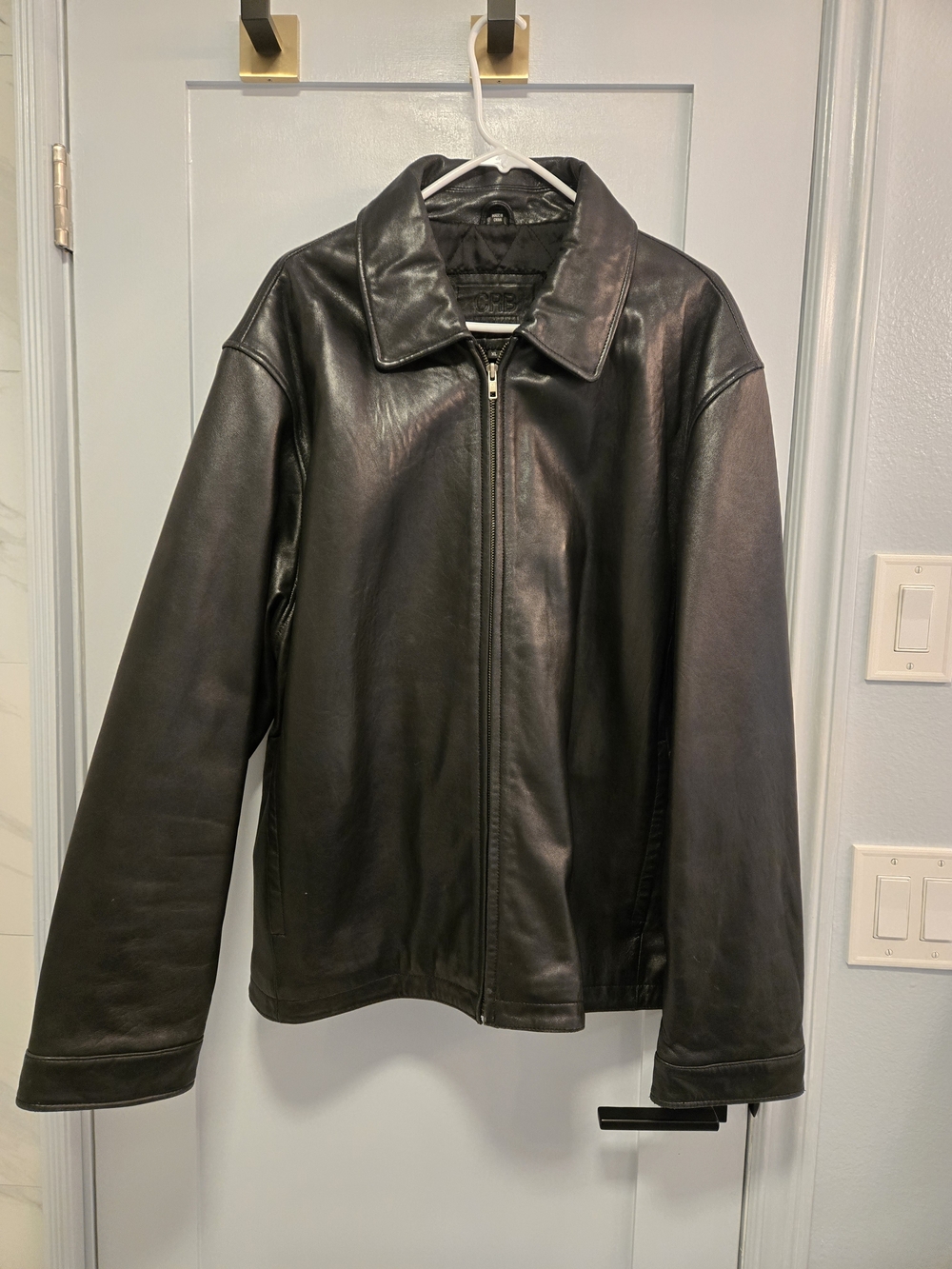 Men's Black Leather Zip Jacket